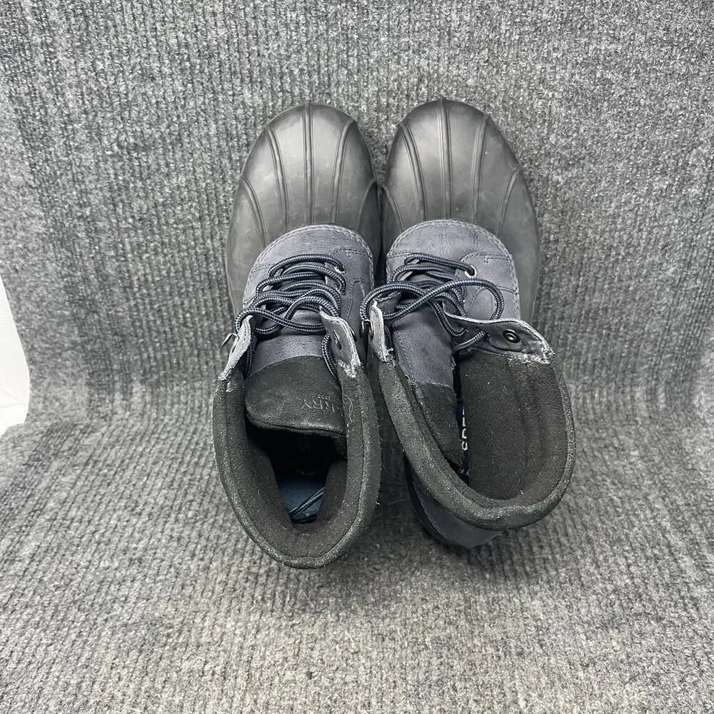 Sperry Avenue Duck Boots Black Navy Blue Leather Waterproof Mens 12